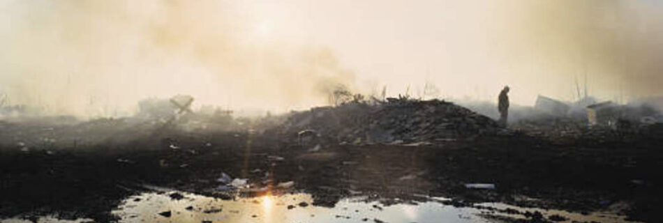 burning garbage dump